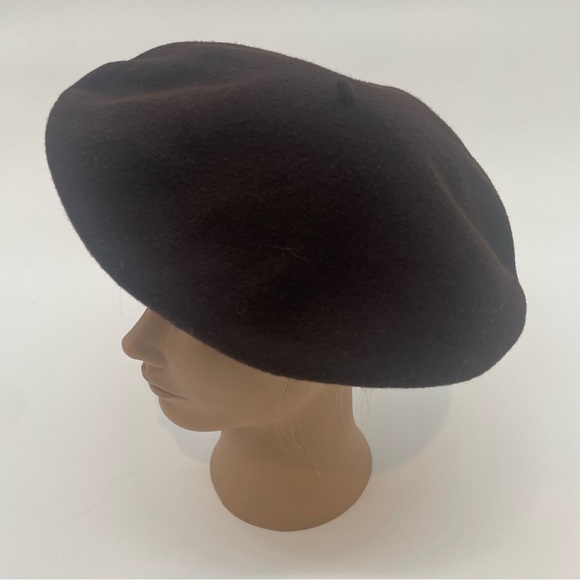 Vintage Vrai Basque Italian Impermeable Dark Brown Wool Beret - Picture 3 of 13